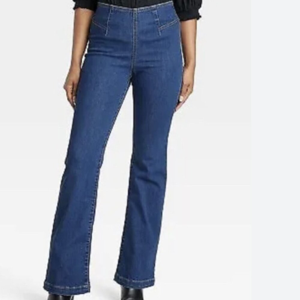 Knox Rose Pull-on high rise flare denim jeans.  NWT Size 12